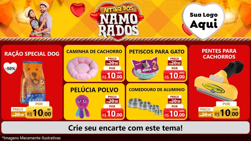 Modelo de TV para TV Horizontal com o tema Arraiá dos Namorados para Pet Shop