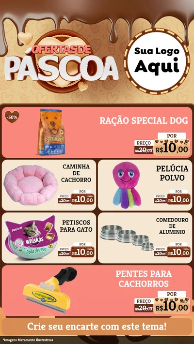 Modelo de TV para TV Vertical com o tema Ofertas de Páscoa para Pet Shop