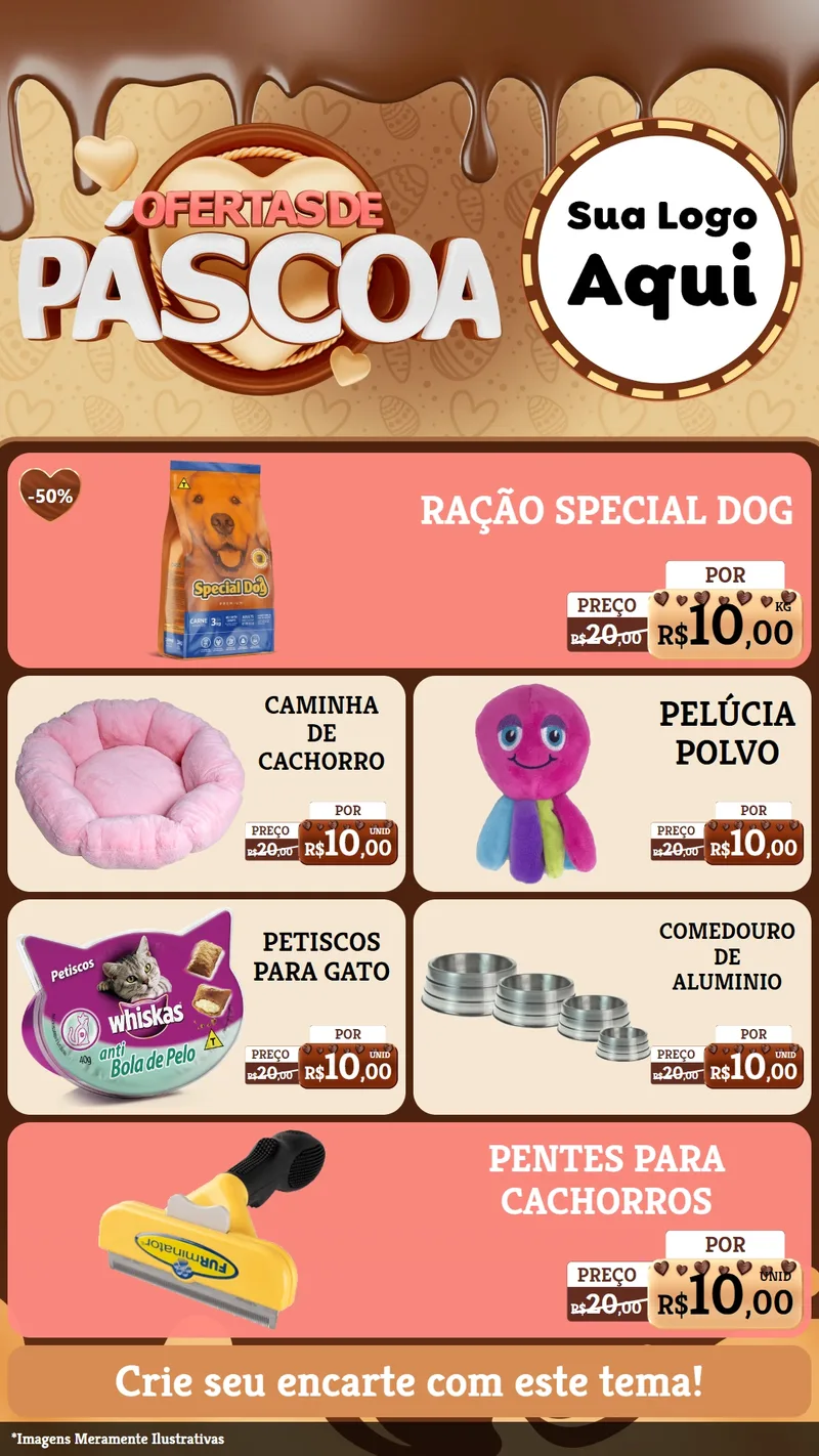 Modelo de TV para TV Vertical com o tema Ofertas de Páscoa para Pet Shop