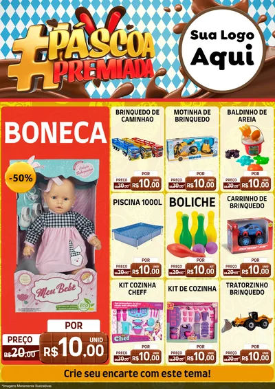 Modelo de Encarte para Encarte A4 Vertical com o tema Páscoa Premiada para Brinquedos