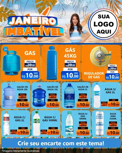 Modelo de Rede Social para Feed Instagram com o tema Janeiro Imbatível para Água e gás