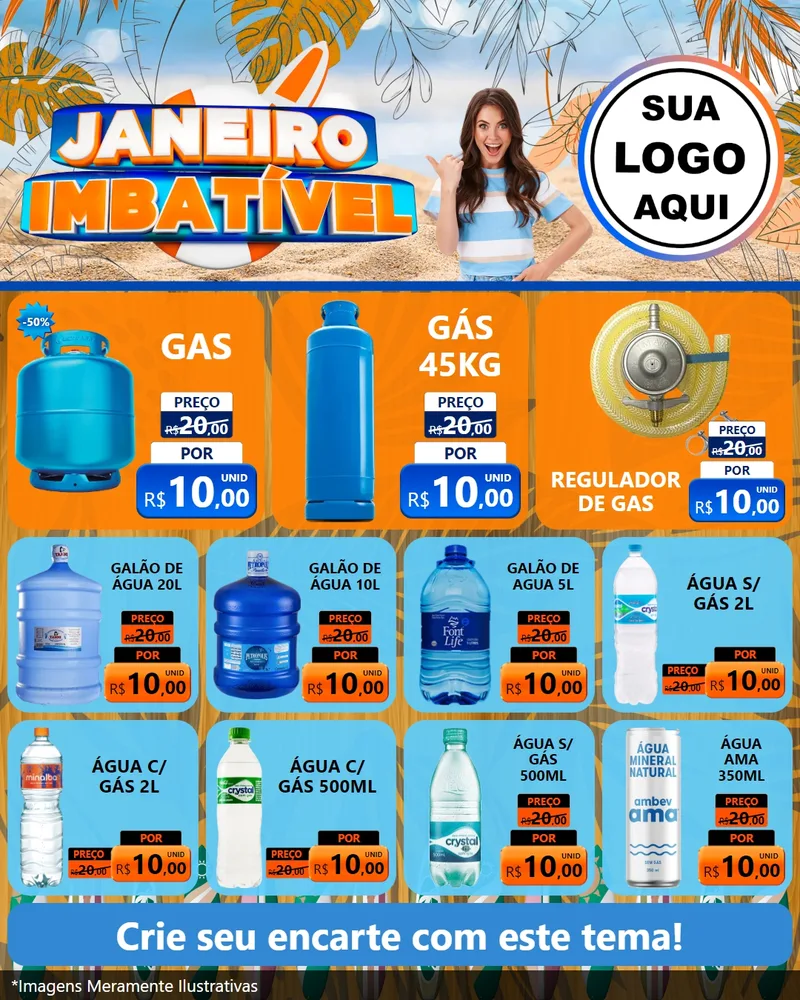 Modelo de Rede Social para Feed Instagram com o tema Janeiro Imbatível para Água e gás
