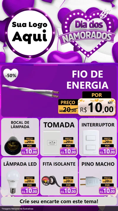 Modelo de Rede Social para Stories com o tema Dia dos Namorados para Materiais Elétricos