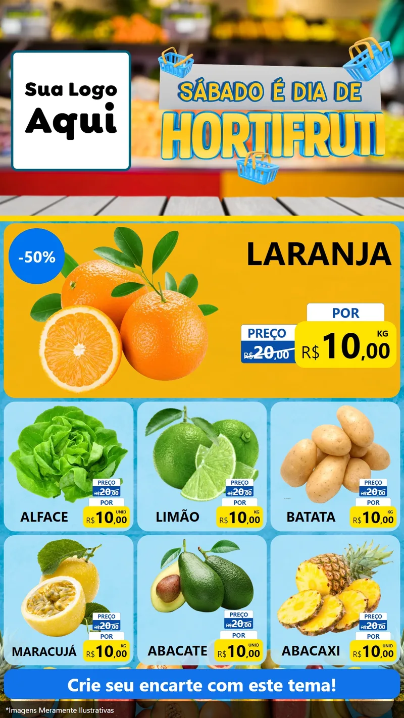 Modelo de Rede Social para Stories com o tema Sábado É Dia de Hortifruti para Hortifrúti