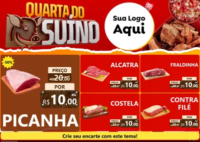 Modelo de Encarte para Encarte A4 Horizontal com o tema Quarta do Suíno para Açougue