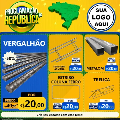Modelo de Rede Social para Feed Facebook com o tema Proclamação da República para Ferragens