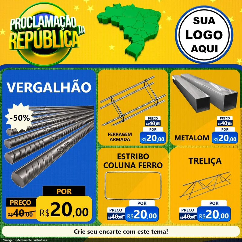 Modelo de Rede Social para Feed Facebook com o tema Proclamação da República para Ferragens