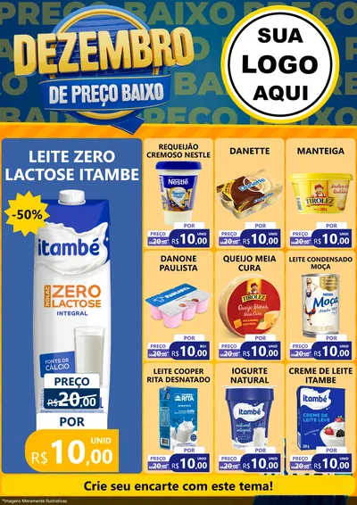Modelo de Encarte para Encarte A4 Vertical com o tema Dezembro de Preço Baixo para Frios e Laticínios