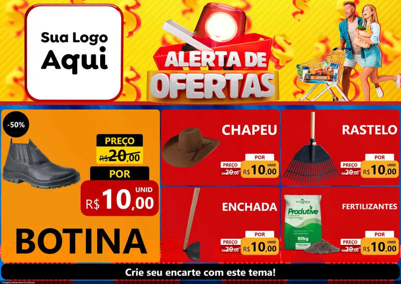 Modelo de Encarte para Encarte A4 Horizontal com o tema Alerta de Ofertas para Agropecuária