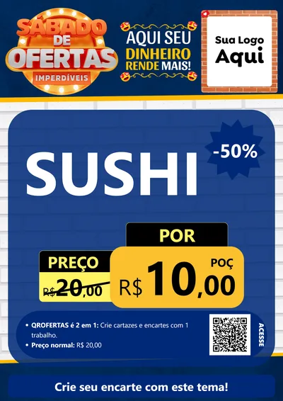 Modelo de Cartaz para Cartaz A4 Vertical com o tema Sábado de Ofertas Imperdíveis para Comida japonesa