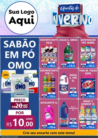 Modelo de Encarte para Encarte A4 Vertical com o tema Ofertas de Inverno para Produtos de Limpeza
