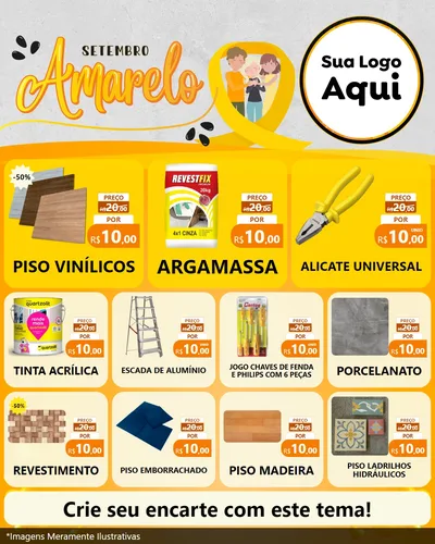 Modelo de Rede Social para Feed Instagram com o tema Setembro Amarelo para Material para Construção