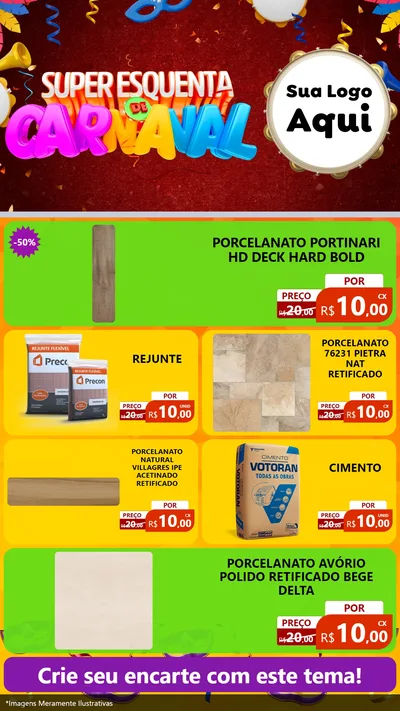 Modelo de TV para TV Vertical com o tema Super Esquenta de Carnaval para Pisos e revestimentos