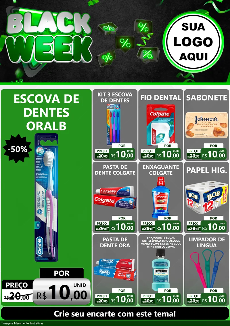 Modelo de Encarte para Encarte A4 Vertical com o tema Black Week para Higiene Pessoal