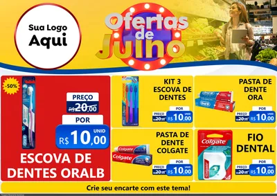 Modelo de Encarte para Encarte A4 Horizontal com o tema Ofertas de Julho para Higiene Pessoal