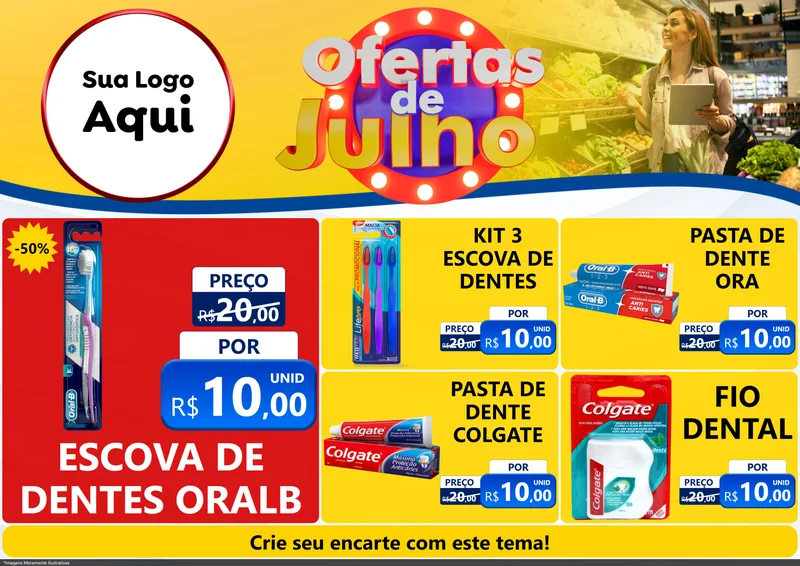 Modelo de Encarte para Encarte A4 Horizontal com o tema Ofertas de Julho para Higiene Pessoal
