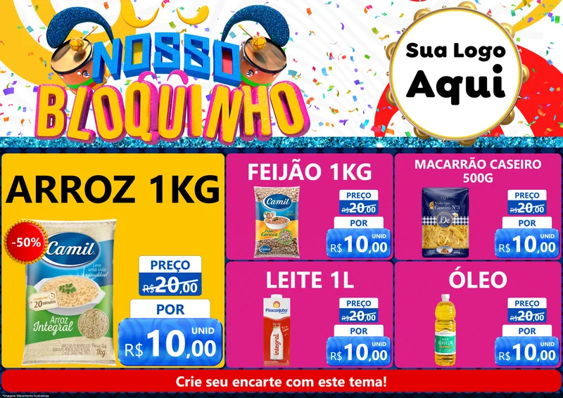 Modelo de Encarte para Encarte A4 Horizontal com o tema Nosso Bloquinho para Supermercado