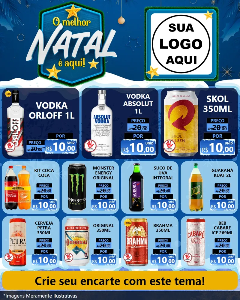 Modelo de Rede Social para Feed Instagram com o tema O Melhor Natal É Aqui! para Distribuidora de bebidas