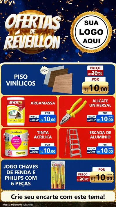 Modelo de TV para TV Vertical com o tema Ofertas de Réveillon para Material para Construção