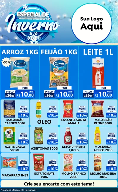 Modelo de Encarte para Encarte Grande com o tema Especial de Inverno para Supermercado