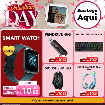 Modelo de Rede Social para Feed Facebook com o tema Valentine's Day para Informática