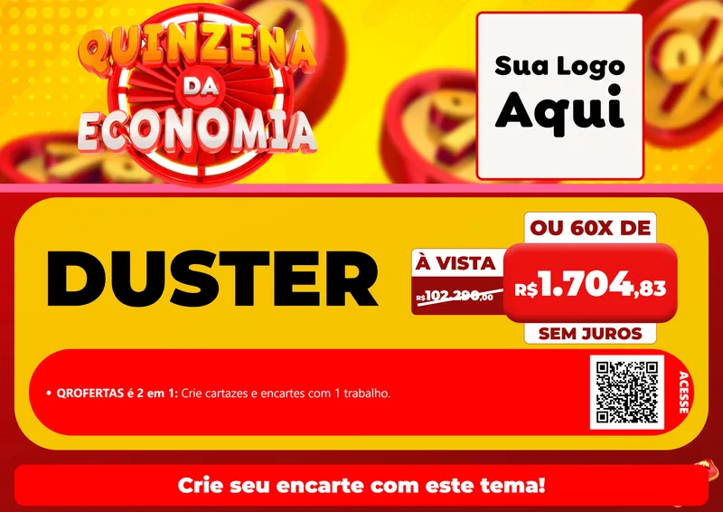 Modelo de Cartaz para Cartaz A4 Horizontal com o tema Quinzena Da Economia para Concessionaria de Carros