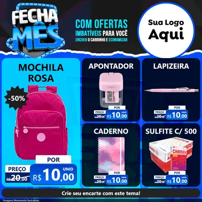 Modelo de Rede Social para Feed Facebook com o tema Fecha Mês para Papelaria