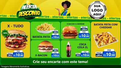Modelo de TV para TV Horizontal com o tema Alerta de Desconto para Hamburgueria