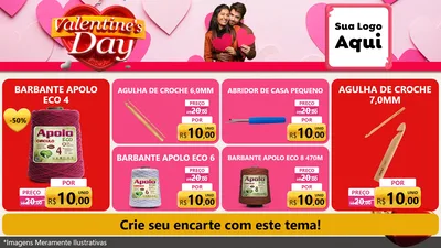 Modelo de TV para TV Horizontal com o tema Valentine's Day para Armarinho e Aviamentos