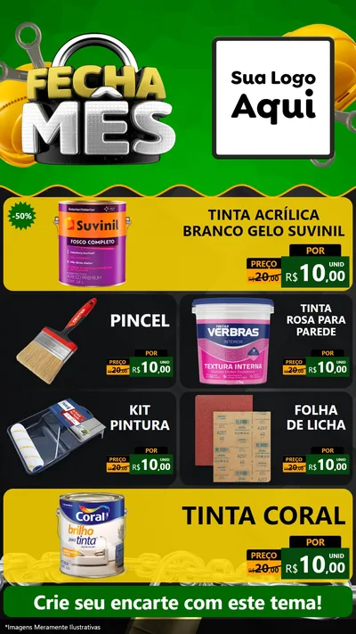 Modelo de TV para TV Vertical com o tema Fecha Mês para Tintas e Ferramentas