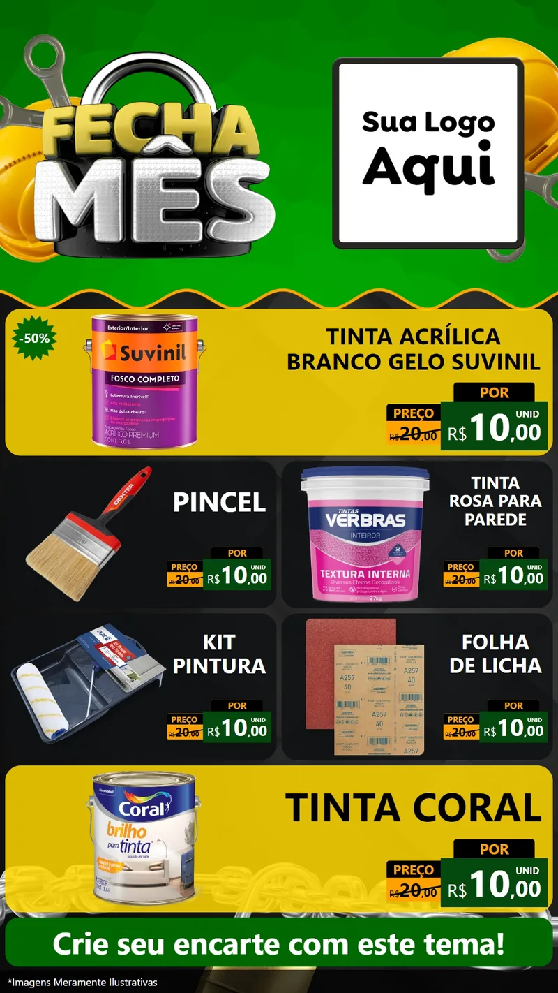 Modelo de TV para TV Vertical com o tema Fecha Mês para Tintas e Ferramentas