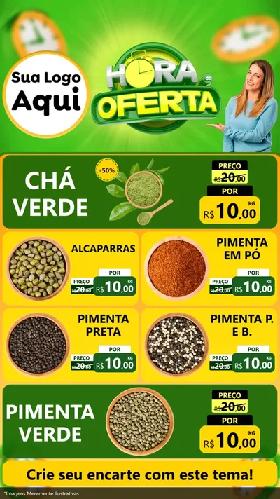 Modelo de TV para TV Vertical com o tema Hora da Oferta para Produtos Naturais