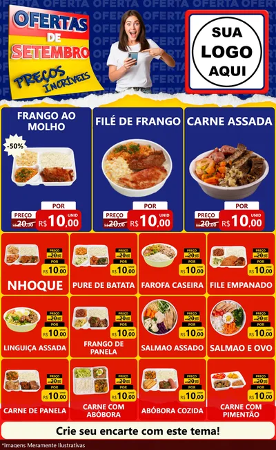 Modelo de Encarte para Encarte Grande com o tema Ofertas de Setembro - Preços Incríveis para Restaurante