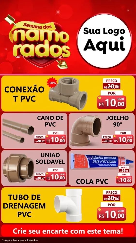 Modelo de TV para TV Vertical com o tema Semana dos namorados para Tubos e conexões