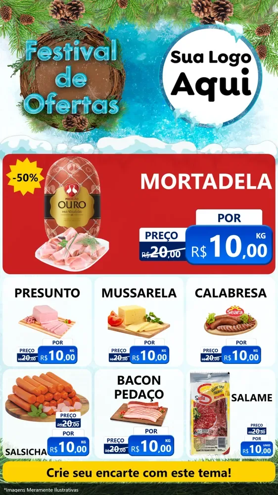 Modelo de Rede Social para Stories com o tema Festival de Ofertas - Inverno para Frios e Laticínios