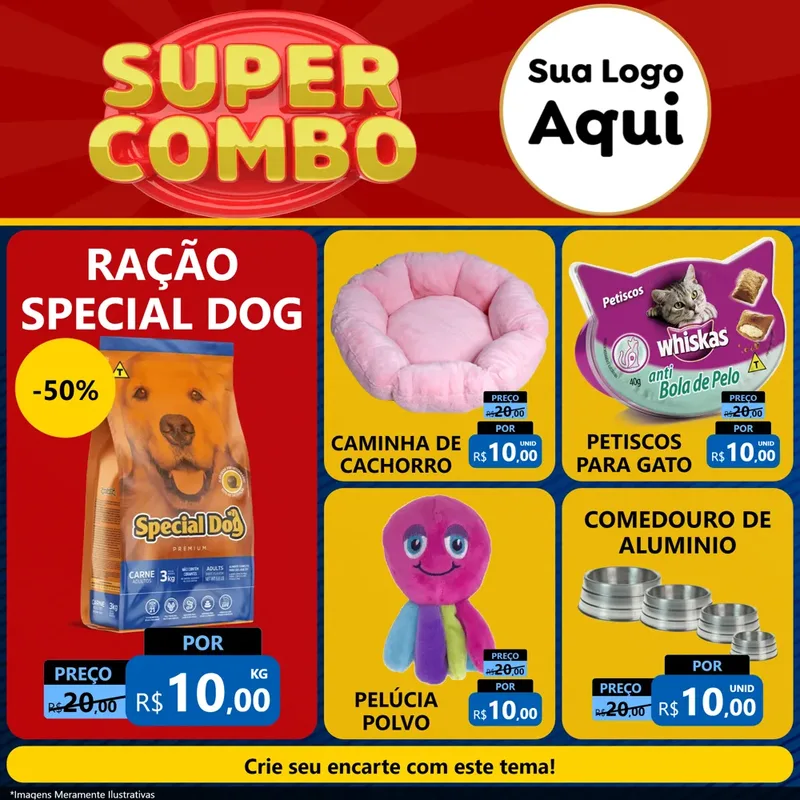 Modelo de Rede Social para Feed Facebook com o tema Super Combo para Pet Shop
