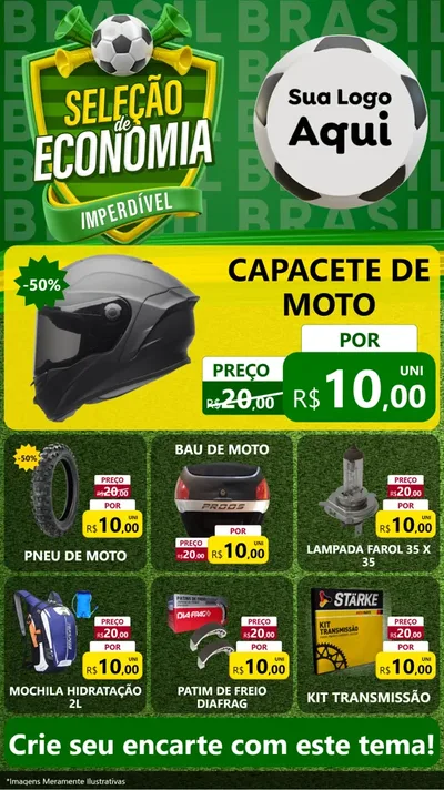 Modelo de Rede Social para Stories com o tema Seleção de Economia - Copa para Moto peças