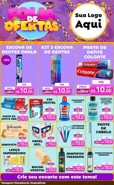 Modelo de Encarte para Encarte Grande com o tema Folia de Ofertas para Higiene Pessoal