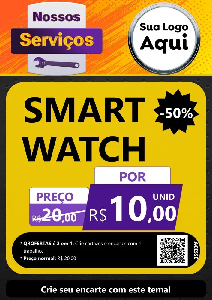 Modelo de Cartaz para Cartaz A4 Vertical com o tema Nossos Serviços para Informática