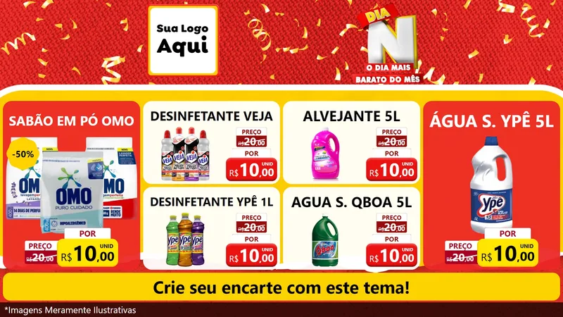 Modelo de TV para TV Horizontal com o tema Dia N o Dia Mais Barato do Mês para Produtos de Limpeza