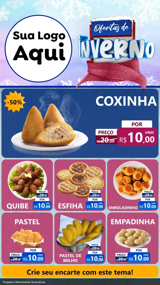 Modelo de Rede Social para Stories com o tema Ofertas de Inverno para Salgadaria