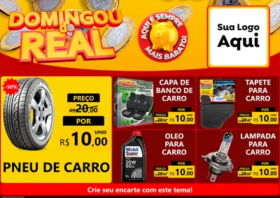 Modelo de Encarte para Encarte A4 Horizontal com o tema Domingou do Real para Auto peças