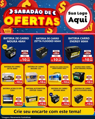 Modelo de Rede Social para Feed Instagram com o tema Sabadão de Ofertas para Baterias Elétricas