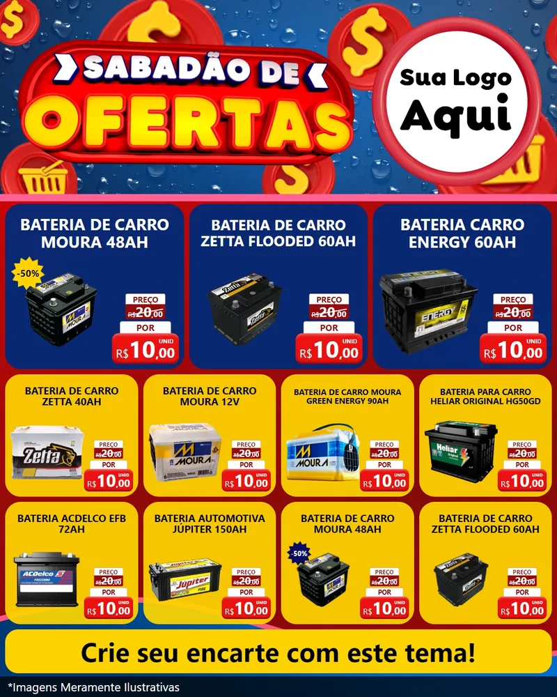 Modelo de Rede Social para Feed Instagram com o tema Sabadão de Ofertas para Baterias Elétricas