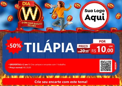 Modelo de Cartaz para Cartaz A4 Horizontal com o tema Dia W - O Dia Mais Barato Do Mês para Peixaria