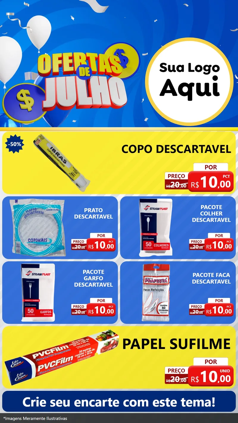 Modelo de TV para TV Vertical com o tema Ofertas de Julho para Embalagens