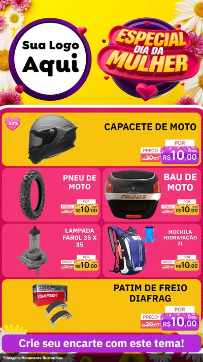 Modelo de TV para TV Vertical com o tema Especial Dia da Mulher para Moto peças