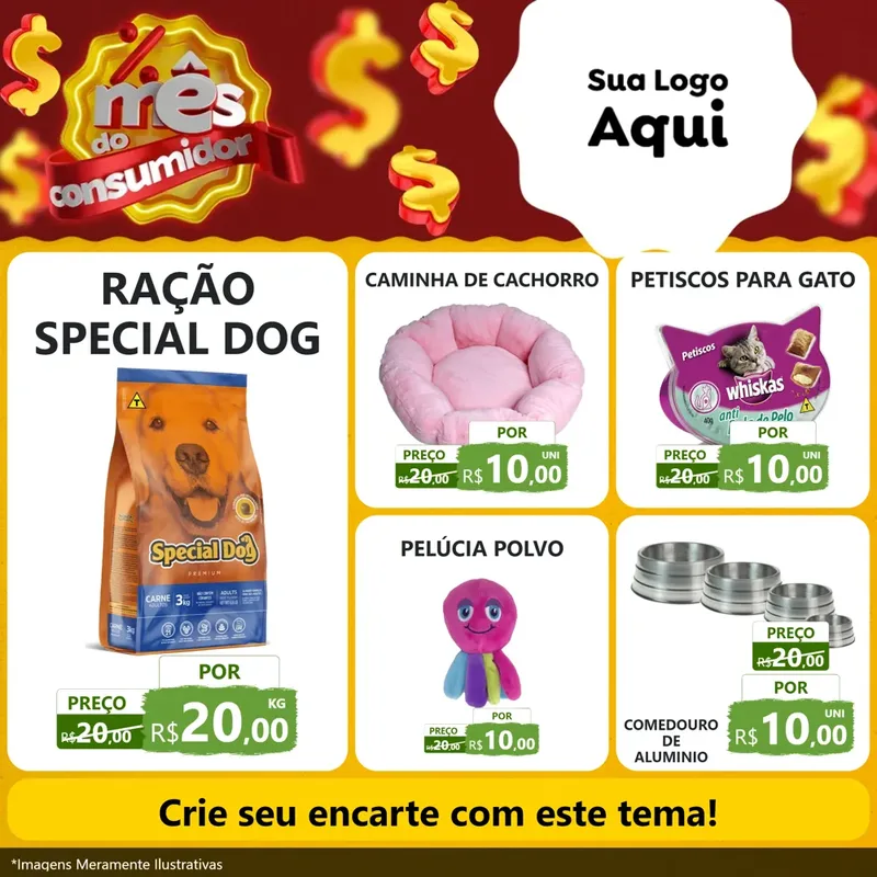 Modelo de Rede Social para Feed Facebook com o tema Mês do consumidor para Pet Shop