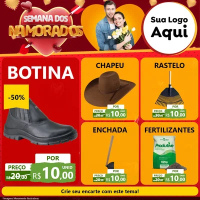 Modelo de Rede Social para Feed Facebook com o tema Semana dos Namorados para Agropecuária