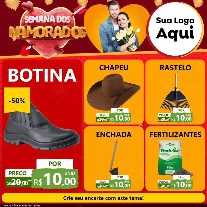 Modelo de Rede Social para Feed Facebook com o tema Semana dos Namorados para Agropecuária